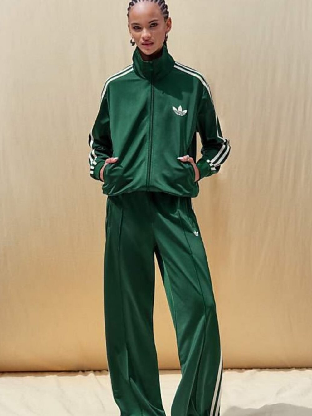 Adidas Originals Women's Firebird Track Suit Set in Dark Green Stripe Size 2X/1X